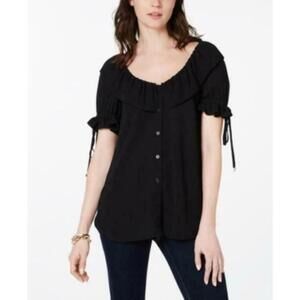 Michael Michael Kors Womens Scoop Neck Flounce Top Size 12